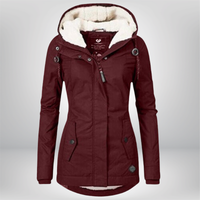 Winterjacke Damen mit Kapuze | Gefütterte Übergangsjacke – Rot