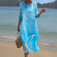 Miranda™ | Stilvolles Blumenkleid – Himmelblau