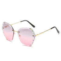 Damen Modisch Geometrisch Stil Sonnenbrille | Übergröße – Grau Rosa