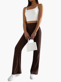 Fee | Lange Casual-Hose mit Hoher Taille – Kaffee