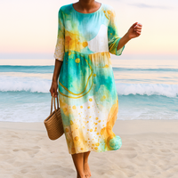 Linnea™ | Bequemes Blumenkleid – Grün