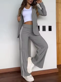 Heidi-Mode | Eleganter Blazer- und Hosenanzug – Grau