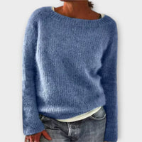 Regine – einfarbiger Strickpullover – Hellblau
