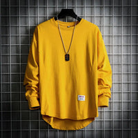 Leon | Herren Oversized Longsleeve Rundhals Langarm Basic – Gelb