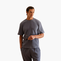 Plissee-Zweiteiler mit Kurzarmhemd - Herren Sommer-Set – Blau