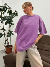 Heidi-Mode | Baumwolle Retro T-Shirt Damen Vintage – Lila