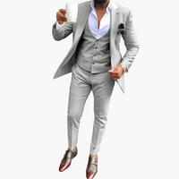 Herren Anzugset mit Weste und atmungsaktivem Blazer – Grau