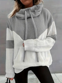 MARLENE - STRICKPULLOVER MIT VERSTELLBARER KAPUZE – Grau