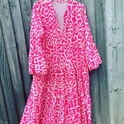 Fleur® | Ibiza Mode stilvolle Frauen Leopard Druck Kleid