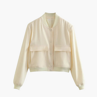 Damen Utility Bomberjacke mit großen Taschen – Beige