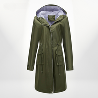Wasserdichter Trenchcoat Damen Mit Kapuze | Lang Leicht – Grün