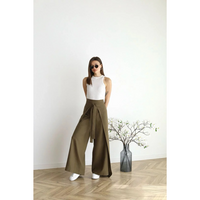 Leanna Schürze Krawatte Weite Hosen – Oliv