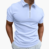 Simon | Herren-Poloshirt mit Reißverschluss – Hellblau