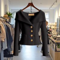 Kamilla - Schick Schließen Sie Strickjacke – Schwarz
