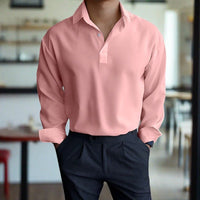 Tristan | Langarm-Polo für Herren – Rosa