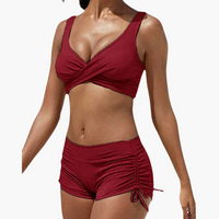 Twist-Bikini-Top mit Shorts - Damen Zweiteiler für den Sommer – Bordeaux