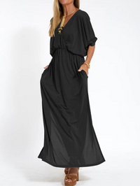 Sandrine | Leichte und fließende Sommerkleid – Schwarz