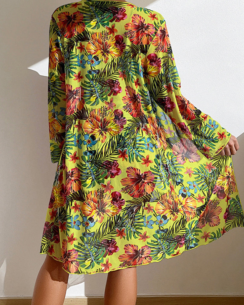 Sunflower | Dreiteiliges Bikini-Set mit Blumen