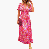 Nora | Sommerkleid mit V-Ausschnitt – Rosa