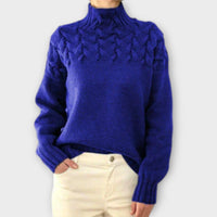 Julia | Zopfstrickpullover Damen elegant & bequem – Dunkelblau