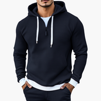 Rainer | Stilvoller Waffel-Langarm-Kapuzenpullover – Marine