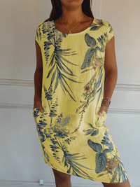CINDY - GERADES KLEID MIT PRINT – Gelb