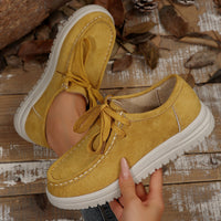 Damen Vintage Schnür-Mokassinschuhe – Gelb