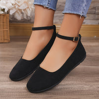 Schwarze Dirndl Schuhe mit Knöchelriemen für Damen | Flach – Schwarz