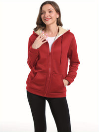 Olinoveia | Plüsch Warmer Hoodie aus Samt für Herbst und Winter – Rot