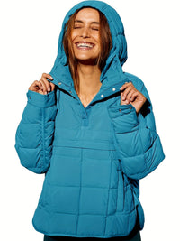 Leyvalis | Solider Kapuzenmantel – Lässige warme Jacke für Damen – Blauer See