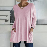 Margot | Tunika-Länge Seitentaschen Top – Rosa