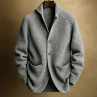 Silvoro – Gerippter Wollcardigan für Herren – Grau