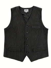 Fergus – Elegante Cord Weste – Schwarz