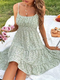 Elisheva | Schulternahes Maxikleid mit Blumenmuster und Rüschensaum – Mehrfarbig
