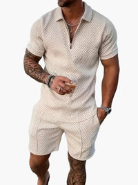 Set aus Polo und Shorts im lässigen Stil für Herren – Sommerliche entspannte Eleganz – Beige