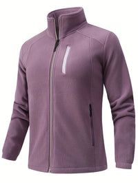 Fleecejacke Damen Mit Stehkragen | Reißverschluss Sportjacke Outdoor – Lila