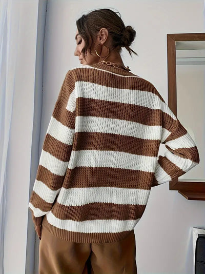 Cliraya | Verspieltes Muster Lässiger Colorblock-Gestreifter Strickpullover