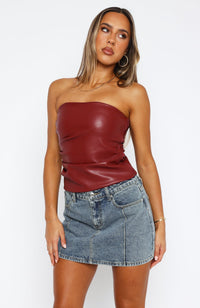 LAETITIA I ELEGANTES LEDER-TANKTOP – Rot