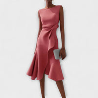 Zandelle | Asymmetrisches Midi-Kleid mit Drapierung – Rosa