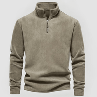 NORBERT - FLEECE-PULLOVER MIT VIERTELREISSVERSCHLUSS – Khaki