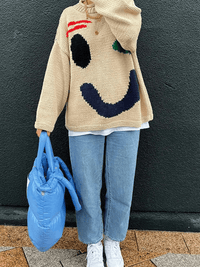 STEFANIE - ÜBERGROßER STRICKPULLOVER – Beige