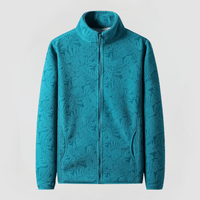 AYLA - FLEECEJACKE MIT FLORALEM MUSTER – Grün