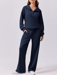 SASKIA - PULLOVER UND WEITE JOGGINGHOSE – Marine