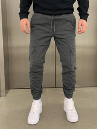 GERALD - SCHMAL GESCHNITTENE CARGOHOSE – Grau