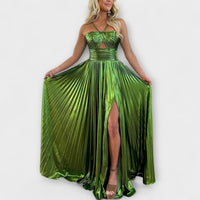 Lariva – Fließendes Metallic-Kleid – Grün