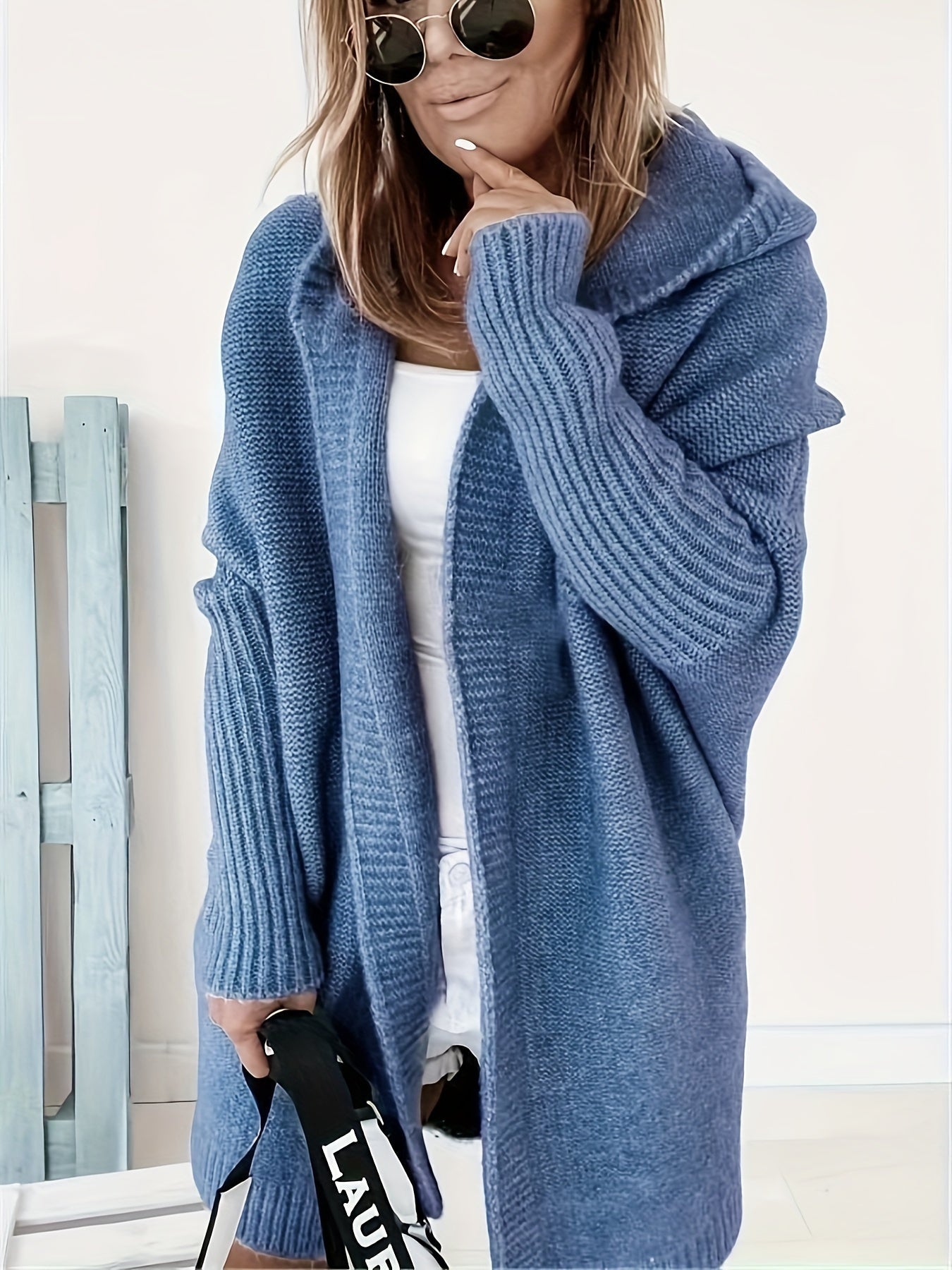 Leycira | Schwarzer Kapuzenstrickjacke