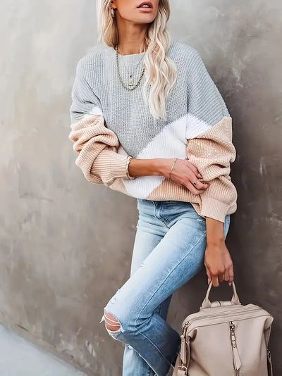 Cliselle | Minimalistischer Farbblock-Strickpullover
