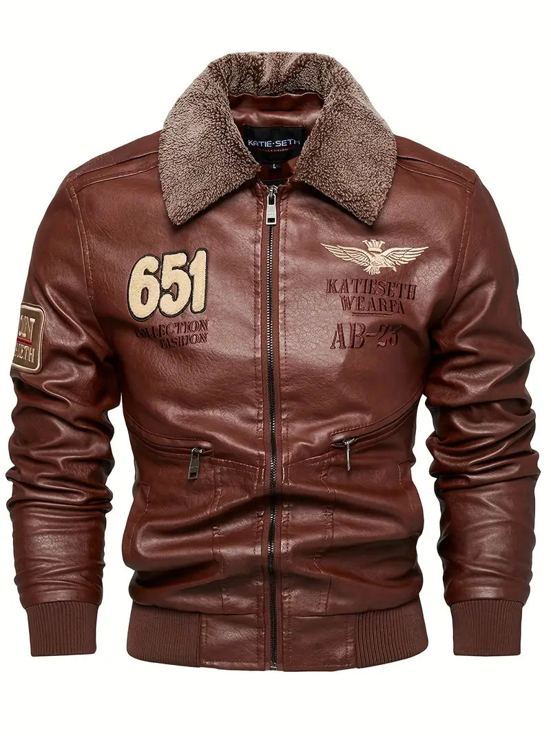 Mantil | Herren Retro PU Bomberjacke