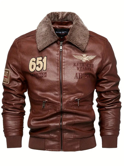 Mantil | Herren Retro PU Bomberjacke