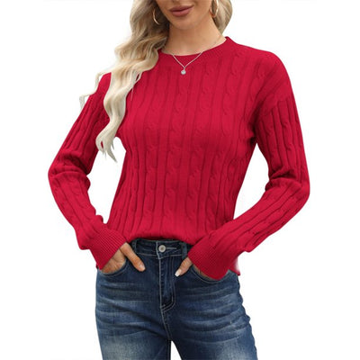 Seykahlah | Solider Strickpullover mit Rundhalsausschnitt, vielseitiger Pullover mit langen Ärmeln und hohlem Ausschnitt